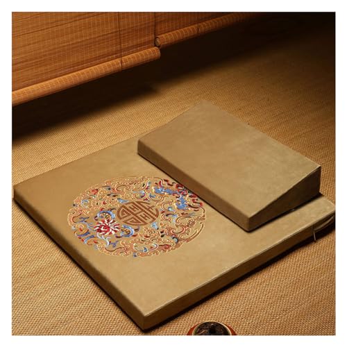 Square Meditation Cushion Mat Set with Washable Cotton Linen Cover, Larger Thick Yoga Mat Bolster Floor Pillows Seating for Adults Meditation Accessories Beige-60CM - color: Beige, size: 60CM
