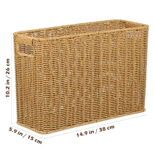 Healeved Woven Storage Basket with Handle 14.96X10.03X5.90In Desktop Organizer for Toys Clothes Sundries Household Storage