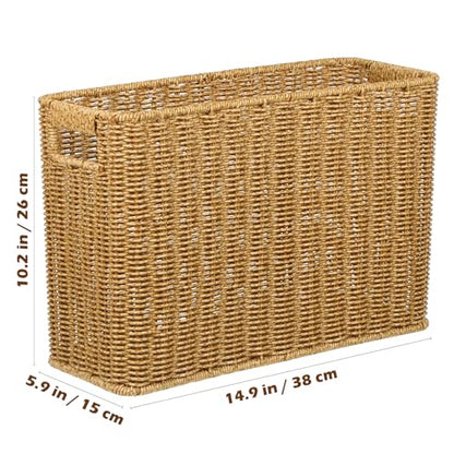 Healeved Woven Storage Basket with Handle 14.96X10.03X5.90In Desktop Organizer for Toys Clothes Sundries Household Storage