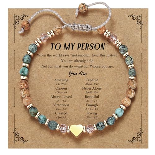 yupoxiu Inspirational Gifts for Women Birthday - Healing Natural Stone Bracelets, Thinking of You Get Well Soon Gifts for Women Friend Sister - style: O-To my person