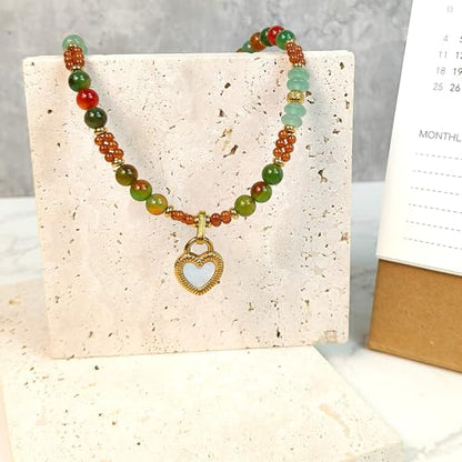 Crystal Pendant Necklaces Healing love Women's Men's choker Obsidian Tiger eye White Crystal Black Gold waterproof dainty Charm stackable statement Cute Stone necklace Unisex - style: PeacockAgate