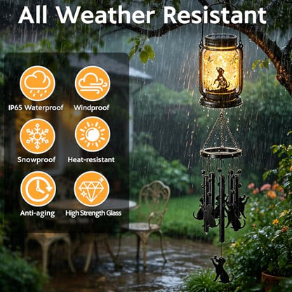 2 Pack Solar Dog Wind Chimes for Outside, Birthday Mother' s Day Gifts for Mom Women Grandma,Solar Dog Wind Chime Light Hanging Wind Chimes Outdoor,IP65 Waterproof, Yard Garden Terrace - size: 2 pack- Dog jar wind chime