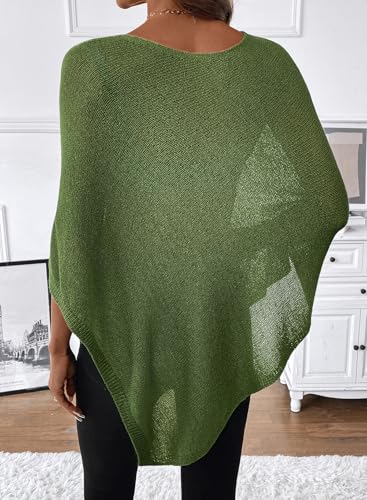 SHEWIN Womens Sheer Knit Poncho Crochet Summer Tops See Through Mesh Spring Sweaters Beach Cover Ups for Women 2026