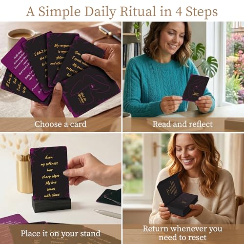 Badass Affirmation Cards for Women — 52 Daily Affirmations Card Deck with a Stand | for Self-Care And Gifts For Women Who've Outgrown Toxic Positivity