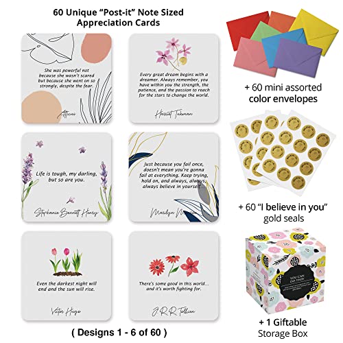 Dessie 60 Motivational Encouragement "You Can Do This" Cards - size: 3.5 x 3.5 inches, style: You can do this