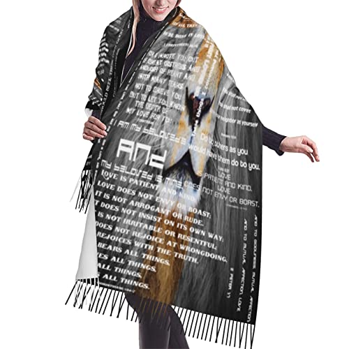 Bible Verse Christian Lion Prayer Religious Scarf Pashmina Shawls Wraps Evening Dress Bridesmaid Wedding Bridal Scarves - color: White Love