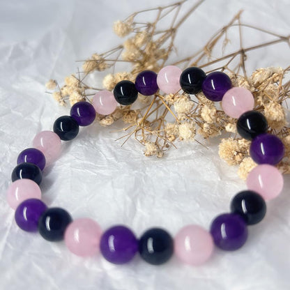 HZHRony Healing Crystal Stone Beads Bracelet Irregular Gemstone Beaded Bracelets For Women and Men Anxiety Relief Yoga Bracelet Jewelry Gifts 7 Inch - color: Rose Quartz