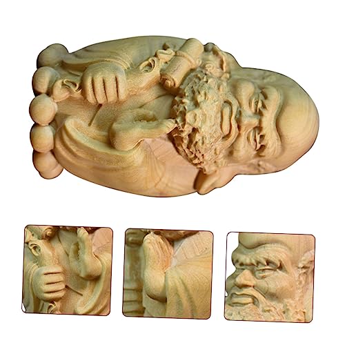 Bodhidharma Wooden Statue Hand-Carved Huangyang Wood Ornament for Zen Decor Meditation Space and Spiritual Home Decoration