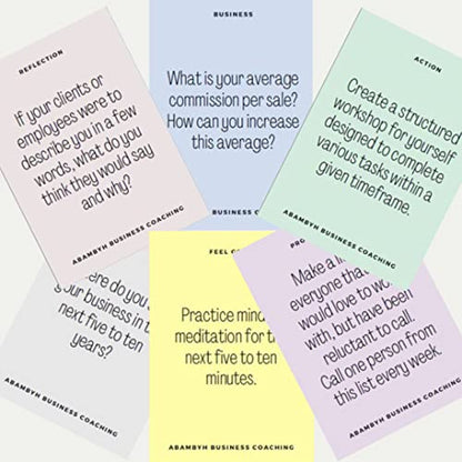 Abambyh Business Coaching's Business Prompt Cards | Daily Business Motivation | Prompt for Business Plan | Spark Ideas | Business Writing Prompts