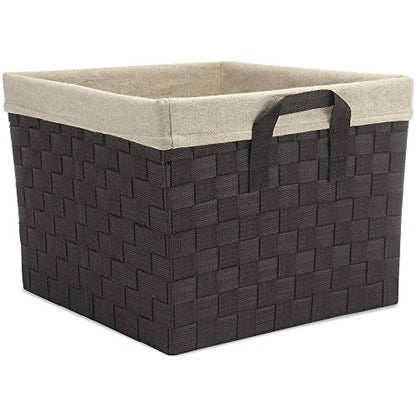 Whitmor Woven Strap Storage Tote Basket with Liner - Espresso - size: Large