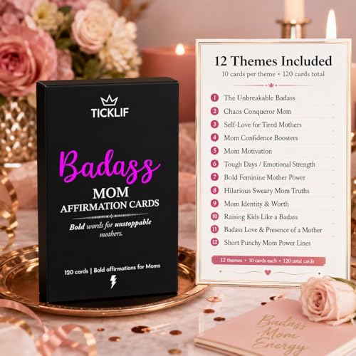 Badass Affirmation Cards for Women, Her, Moms – Birthday Gifts – Mothers Day Gifts , 120 Daily Motivational and Inspirational Cards for Strong Women, Funny & Empowering Deck New Mom, Wife, First Mom from Son, Daughter, Kids, Husband