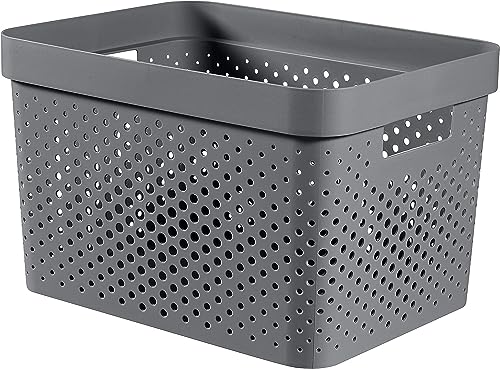 CURVER, Infinity Box 17 L, Recycled Plastic, Charcoal Grey, 35.5 x 26.2 x 21.9 cm - color: Anthracite Grey
