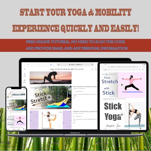 5ft Yoga Stick from Natural Bamboo with Non-Slip Handle-Stretching Stick for Mobility, Flexibility,Exercise,Workout, Physical Therapy,Pilates,Balance Fitness-Access Online Video Guide Without Any Info - color: All Pink 5ft