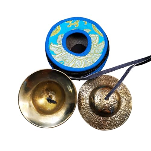 Tibetan Tingsha Bell Set - Tibetan Cymbals - for Sound Healing, Yoga, Meditation, and Mindfulness,Handmade in Nepal,Made of Bronze,Cloud Pattern,9cm/3.5 inch - color: 14-Bronze-Cloud-9cm