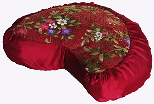Meditation Cushion Crescent Zafu - Japanese Silk Print #2 - color: Japanese Silk Print #2