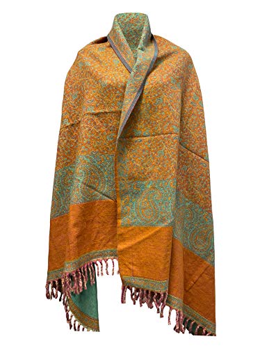 TIBET LUXURY YAK WOOL SCARF FLORAL PAISLEY ORANGE COLOR SHAWL FASHION SCARF OVERSIZE YOGA Blanket stole unisex Travel Wrap Meditation Soft gift for her