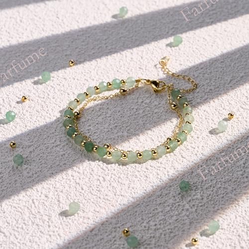 Farfume Crystal Bracelet Beaded Bracelets 4mm Natural Stone Beads Gemstone Handmade Jewelry Gift for Women - color: Green Aventurine-hope&luck
