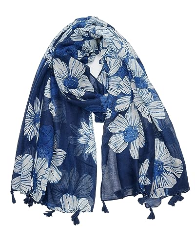 YOUR SMILE Large Boho Scarf for Women Lightweight Floral Printed Scarves Fall Winter Fashion Fringed Shawl wraps - color: 33