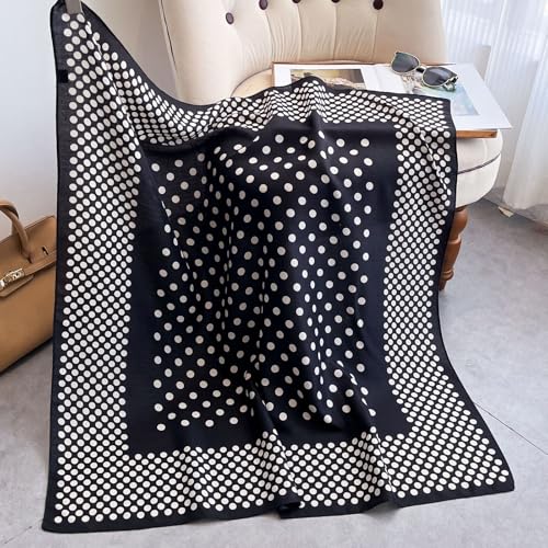 35" Head Scarf Large Square Scarf Like Cotton Hairscarf Fashion Scarves Bandana Night Sleeping Wraps for Women B01 - color: Black-white Polka Dots