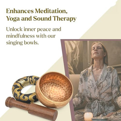 Tibetan Singing Bowl Set-Authentic Cuencos Tibetanos for Sound Healing, Meditation & Chakra Balancing - Includes Cushion, Mallet-Unique Spiritual Gifts for Women and Men (3.5 Inch Bowl) - size: 3.5 Inch Bowl