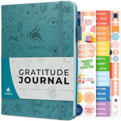Clever Fox Gratitude Journal – Happiness, Positivity & Affirmation Daily Journal – Inspirational Daily Notebook – 3 Months, A5 (Aquamarine) - color: Aquamarine, size: A5 (5.8″ x 8.3″)