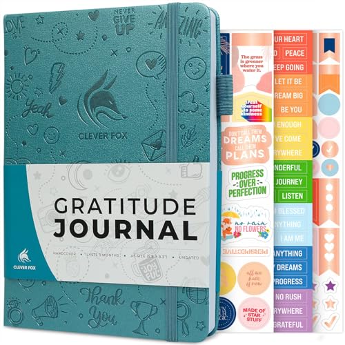 Clever Fox Gratitude Journal – Happiness, Positivity & Affirmation Daily Journal – Inspirational Daily Notebook – 3 Months, A5 (Aquamarine) - color: Aquamarine, size: A5 (5.8″ x 8.3″)