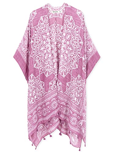 Kimonos for Women Swimsuit Coverups Beach Cover Up Swimwear Cardigan Summer - color: B Rose