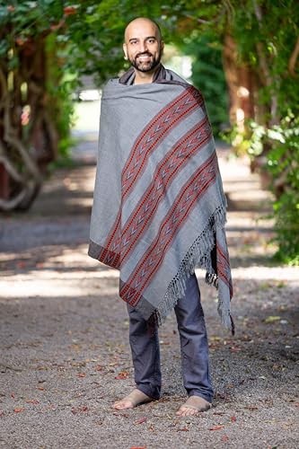 Meditation Shawl – Unisex Prayer Wrap, Large Scarf & Yoga Blanket – Soft, Lightweight & Multipurpose - color: Light Grey