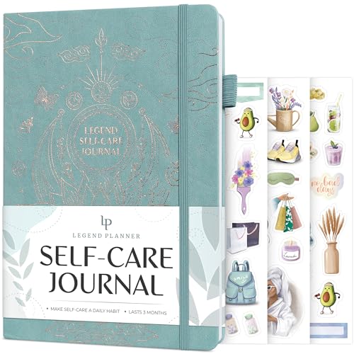 Legend Self-Care Journal – Guided Daily Reflection Notebook for Mental & Physical Health – Mood & Personal Development – 3-Month, 7x10” (Blue Surf) - color: Blue Surf - Gold foil