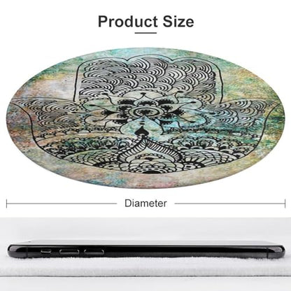 Hamsa Hand of Fatima Meditation Mandala Ultra Soft Non-Slip Area Rugs Indoor Coral Velvet Floor Mat Short Flannel Carpet for Living Room Bedroom Dining Room, 35*35in