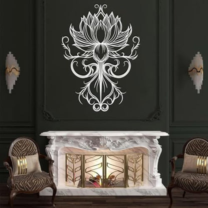 EUSTUGO Lotus Flower Mandala Metal Wall Art, Mandala Metal Wall Decor, Lotus Flower Wall Decor, Spiritual Art for Yoga Meditation Room, Living Room, Bedroom (Gold 1, 35"x25"/90x65cm)