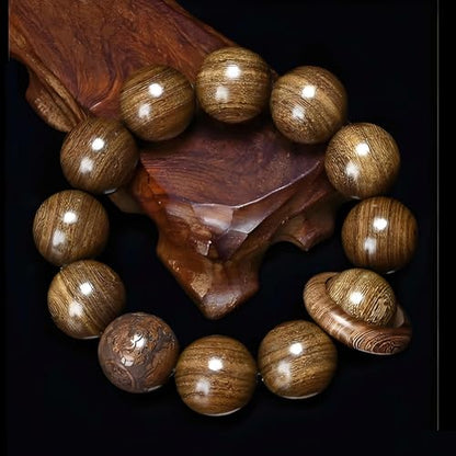 Zen Dear Unisex Natural Silkwood Tibetan Buddhism Meditation Prayer Bead Necklace Japa Mala Beads Bracelets - style: 20mm x 12 Beads Carving+Ring