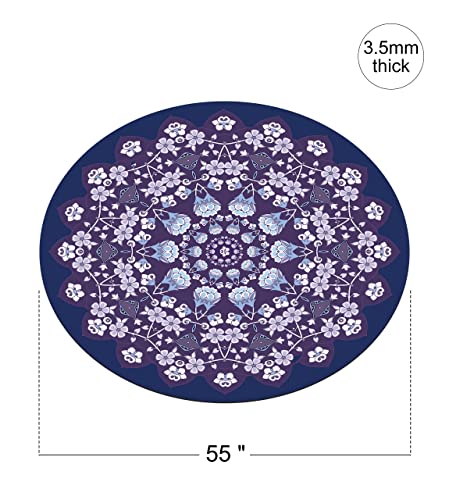 Round Meditation Pilates Yoga Mat Luxury Suede Large Yoga Mat Natural Rubber Non-Slip Base is ery Suitable for Meditation, Stretching, Yoga Environmental Protection, Fitness Exercise, Home and Outdoor. 140CM Diameter - color: Black