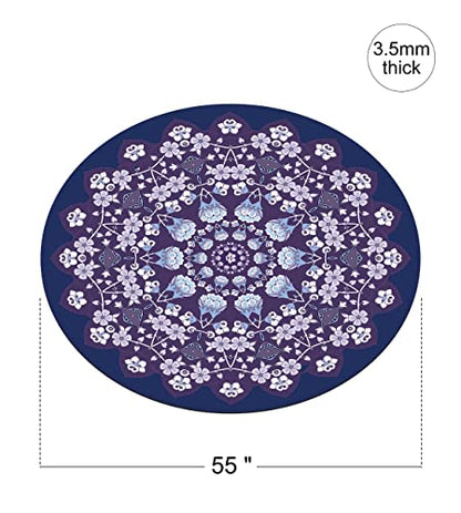 Round Meditation Pilates Yoga Mat Luxury Suede Large Yoga Mat Natural Rubber Non-Slip Base is ery Suitable for Meditation, Stretching, Yoga Environmental Protection, Fitness Exercise, Home and Outdoor. 140CM Diameter - color: Black