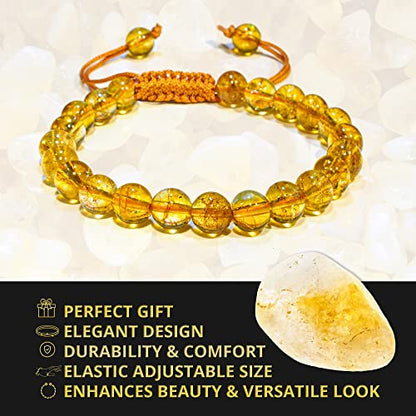 ANAYA AGATE Energy Protection Crystal Handmade Adjustable Bead Bracelet Perfect for Men, Women’s Christmas Gift - Gemstone Healing Stretch Bracelet Pulsera Para Hombre Mujer Stocking Stuffer - color: Citrine - H1