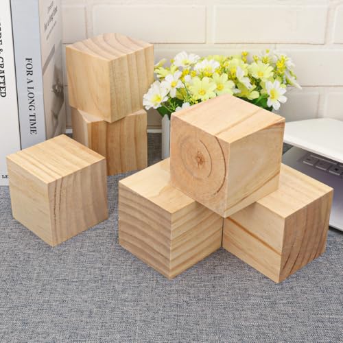 10 Pack Wooden Cubes 3 Inch Craft Quality Wood Blocks Perfect for DIY Projects - size: 10 PCS 3 Inch
