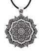 HAQUIL Mandala Flower of Life Necklace, Buddhist Lotus Flower Om Mandala Pendant, Faux Leather Cord - color: S01