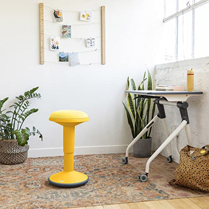 ECR4Kids Sitwell Wobble Stool with Cushion, Adjustable Height, Active Seating, Yellow - color: Yellow