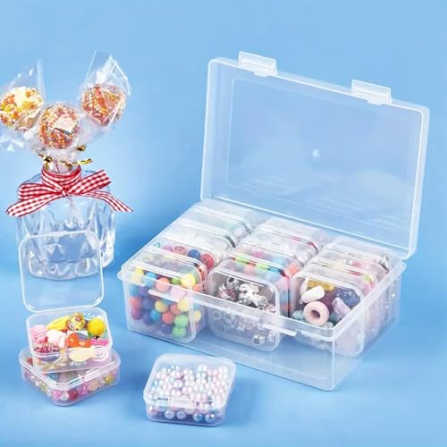 15 Grid Organizers Plastic Storage Containers Transparent Rectangle Bead Storage Box with Hinged Lid Clear Craft Supply Case