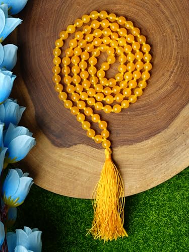 Natural Yellow Citrine Semi Precious Gemstone 108 Beads Japa Mala Prayer Necklace Wrist Mala Bracelet For Yoga Meditation Energy Balancing