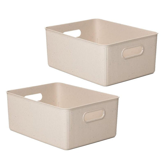Superio Eco-Friendly Decorative Plastic Basket Open Home Storage Bins Organizer Baskets, Large (2 Pack) Container Boxes for Organizing Closet Storage Bins for Shelves Drawer Shelf 15 Liter - color: Eco-Friendly, size: 15 Liter (2 Pack)