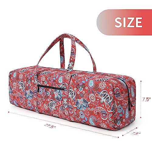 Boulder Bee | Yoga Mat Bag | Large Yoga Mat Carrier with Wet Pocket | Yoga Gifts | Gym Tote Bag for Women - color: Red