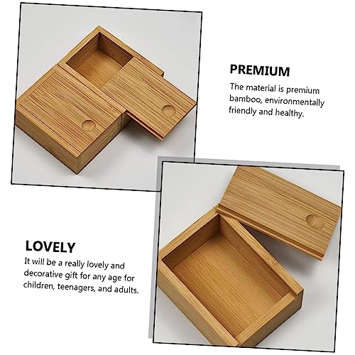 Bamboo Pull-out Lid Storage Box Chic Jewelry Case Retro Decorative Organizer for Home and Office Practical Desktop Decor