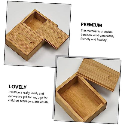 Bamboo Pull-out Lid Storage Box Chic Jewelry Case Retro Decorative Organizer for Home and Office Practical Desktop Decor