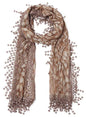 Cindy and Wendy Lightweight Soft Leaf Lace Fringes Scarf Bridal Veils shawl for Women - color: Brown