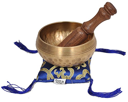 Nepalese Hand Hammered Tibetan Meditation Yoga Singing Bowl Set - with Traditional Design Fridge Magnet