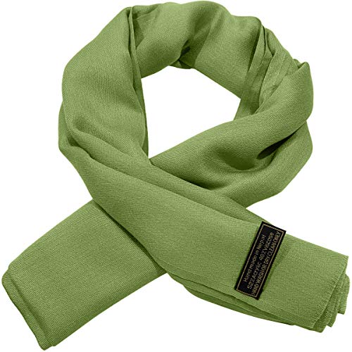 CJ Apparel Solid Color Fringe Design Fringe Shawl Scarf Wrap Stole Throw Head Wrap Pashmina Gift Hand Made in Nepal New - color: Green Fc1052