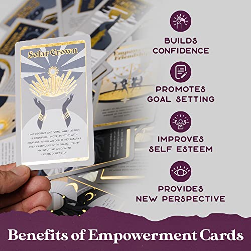 PURPLE CANYON Empowerment Cards for Women and Men | Positive Affirmations Cards for Motivation and Inspiration | Mindfulness Cards for Self Care | Beautiful Gold Foil 52 Card Deck - style: Empowerment Cards