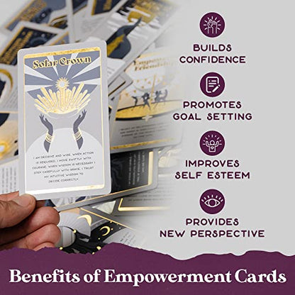 PURPLE CANYON Empowerment Cards for Women and Men | Positive Affirmations Cards for Motivation and Inspiration | Mindfulness Cards for Self Care | Beautiful Gold Foil 52 Card Deck - style: Empowerment Cards