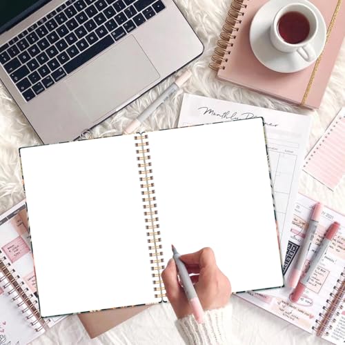 A5 Blank Notebook - 70 Sheets/140 Pages Blank Paper Notebook, 100 GSM Thick White Paper, 5.8" x 8.3" Spiral Blank Journal, Flower-B - size: 1-Pack, style: Flower-B